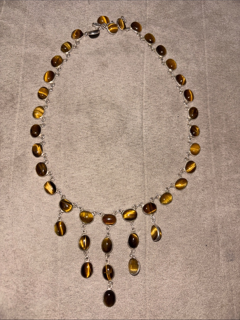 Tiger Eye Drop Pendant Necklace - Brown Gemstone Women's Jewelry